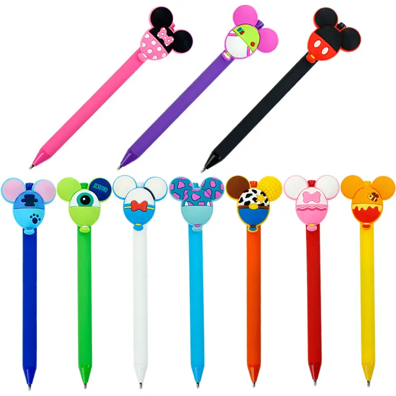 Cartoon Roller Pen Pvc Cartoon Bal Op Waterbasis Pen Custom Logo Kleurrijke Schattige Pen