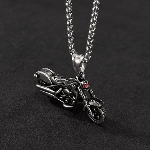 European and American personalized necklace men's stainless steel hip-hop trend punk style motorcycle <b>titanium</b> steel necklace - Product Image 2