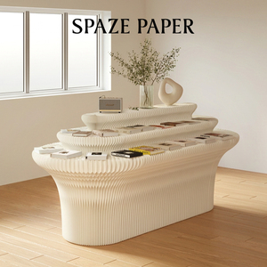 Стол-витрина Spazepaper Flowing Display с 3 ярусами, раскладная подставка-гармошка для косметики и ароматов, для магазина - Product Image 1