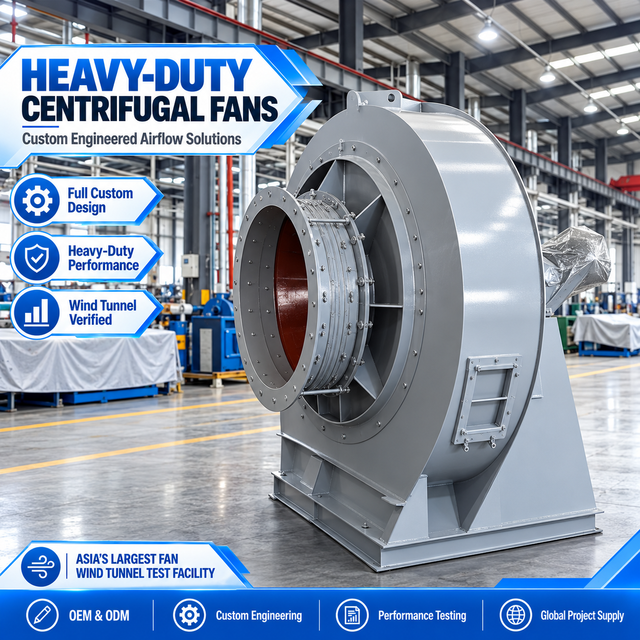 Heavy Duty Industrial Centrifugal Blower with Easy Maintenance for High Pressure Large Capacity Factory Exhaust Ventilation