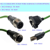Conector M12 Código A D de 4 Pines a Conector RJ45, Cable Ethernet Profinet, Arnés de Cables con Doble Blindaje para Cámara Industrial
