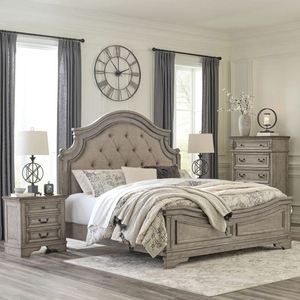 Cama Doble de Madera Maciza de Roble de Lujo Moderno Francés con Diseño de Panel MDF para Dormitorio con Cama Empotrada Ideal para Apartamentos - Product Image 1