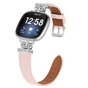 HYX HY-FB-L24302SS 新しいファッション本革リストバンド <span class=keywords><strong>Fitbit</strong></span> <span class=keywords><strong>Versa</strong></span> 4/<span class=keywords><strong>3</strong></span> ウォッチストラップ用 ラインストーン付き - Product Image 5