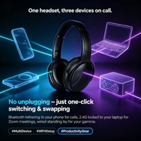 Headphone Gaming Hi-Fi Lipat Tiga Mode Daya Tahan Lama 500mAh dengan Baterai Lithium Isi Ulang Terintegrasi, Latensi Rendah 5.3 untuk Olahraga dan Ponsel