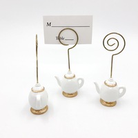 Porte-cartes de table pour le thé, nouveau Design, théière fantaisie, porte-Photo, faveurs de mariage, décoration de fête, Clips de cartes nominatives