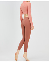 Setelan Olahraga Yoga Wanita Terbaru, Bahan Brushed Back Double-sided, Model Ketat Silang, Set Dua Potong untuk Lari dan Fitness