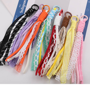 Flannel Plaid Plated Phone Strap Keychain Middle Size DIY Jewelry Accessory Random Colors Fall 2025 - Product Image 2