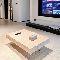 Table basse en travertin minimaliste italienne, table centrale flottante moderne, meubles de salon de luxe, petit appartement