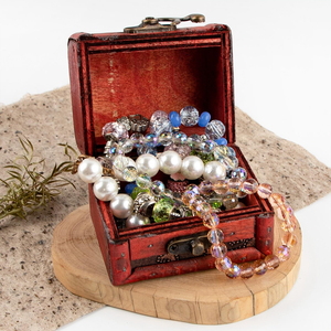 Boîtes à Bijoux en Bois Vintage Petit Coffre au Trésor Anneaux en Bois Cas avec Serrure pour Stockage - Product Image 4