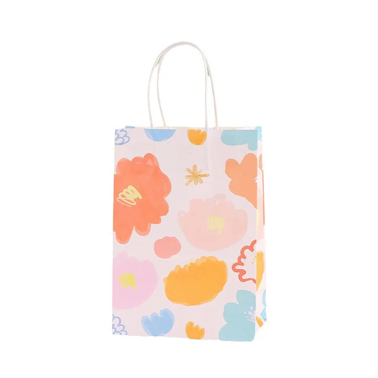 Cartoon Flower Kraft Paper Bag Fashion Cute Color Printing Tote Simple INS Full Moon Gift Bag Food Offset Printing Surface