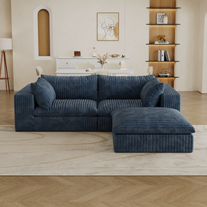 Sofá Seccional Modular <span class=keywords><strong>de</strong></span> <span class=keywords><strong>3</strong></span> <span class=keywords><strong>Plazas</strong></span> Kinwood, Estilo Americano Retro Moderno, Color Marrón, Tela <span class=keywords><strong>de</strong></span> Pana Gruesa a Rayas, Juego <span class=keywords><strong>de</strong></span> Sofás para Sala <span class=keywords><strong>de</strong></span> Estar - Product Image 6