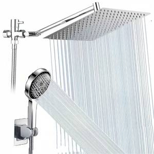Juego de ducha de techo de acero inoxidable con rociador de mano y sistema de masaje de lluvia cuadrado para baño - Product Image 1