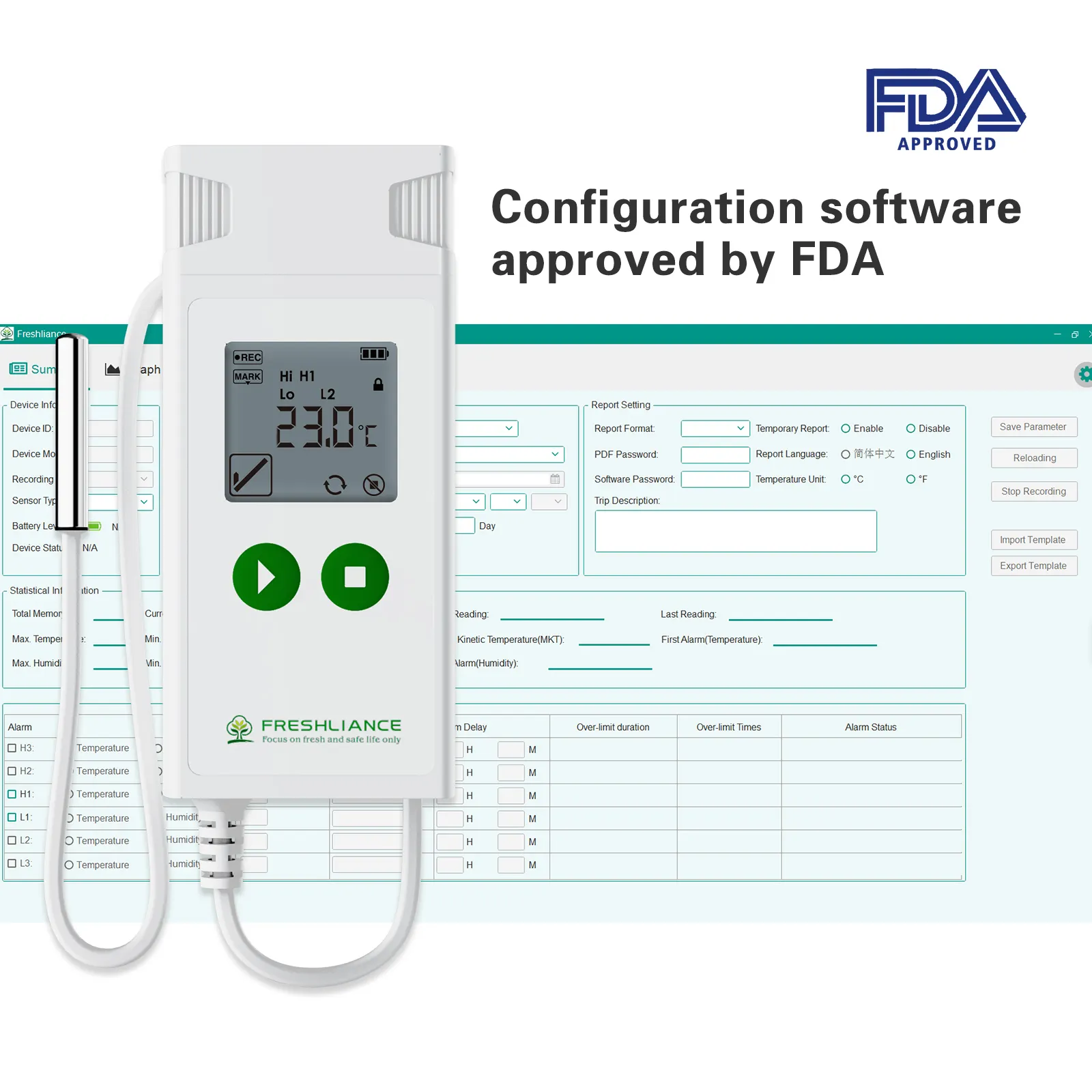 Atlas Log-TH Enregistreur de données USB multi-usages avec sonde de température et d'humidité