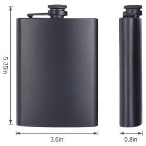 Botol Minuman Keras (Hip Flask) Mini Stainless Steel 8oz Berkualitas Tinggi, Anti Bocor, Tahan Karat, dengan Logo Kustom Warna Hitam Matte - Product Image 3