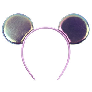 Kadınlar için Basit Klasik Günlük Eğlence Parkı Saç Aksesuarları Renkli Parlak Düz Renk Fiyonklu Fare Kulaklı Saç Bantları - Product Image 2