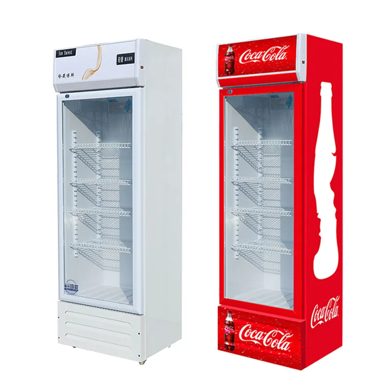 Réfrigérateur de boisson froide de haute qualité en verre Transparent utilisé réfrigérateur de supermarché et congélateur Congelador Vertical