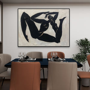 Extra Large <span class=keywords><strong>Matisse</strong></span> Style Minimaliste Art Original Abstrait Figuratif Noir et Blanc Peintures sur Toile Huile Médium - Product Image 4