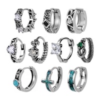 Boucles d'oreilles créoles vintage rondes en acier inoxydable style gothique punk pour hommes et femmes, bijoux de piercing pour l'oreille, vente en gros pour REACH