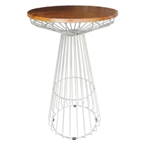 Table à manger moderne empilable en fil métallique avec plateau rond de 70 cm et base conique pour hôtel, villa, ferme