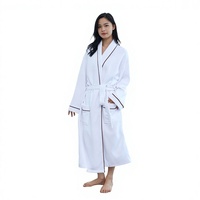 Peignoir d'hiver pour femme en tissu gaufré blanc, col châle, séchage rapide, confortable, 100% polyester