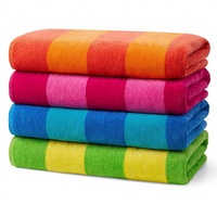 Kaufman Soft Oversized Summer Beach Towels 29x58" Rectangle Velour Striped Absorbent Quick-Drying 100% Cotton Thick