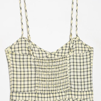 Robe midi à carreaux col en V pour femme, style vintage, bretelles spaghetti, dos froncé, pour l'été