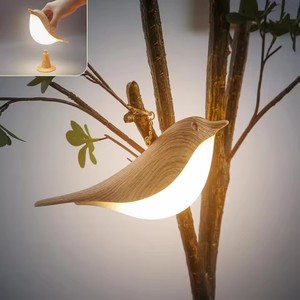 Lampe de nuit LED en forme d'oiseau/canard/lapin, en silicone/bois, lumière de sommeil, Rechargeable par USB, capteur tactile, lampe de chevet pour chambre à coucher pour enfant - Product Image 1