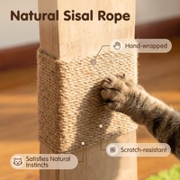 Arbre à chat moderne en forme de palmier, griffoir en bois naturel avec corde en sisal, perchoir en peluche et circuit de balles, pour intérieur, Noël