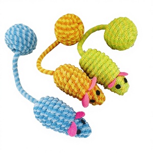 Giocattolo per cani con coda di topo intrecciata colorata e palla, cigolante, in corda resistente - Product Image 1