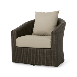 Silla Giratoria Moderna, Portátil y Cómoda con Estructura de Mimbre para Exteriores, con Tela Impermeable para Muebles de Patio y Jardín - Product Image 6