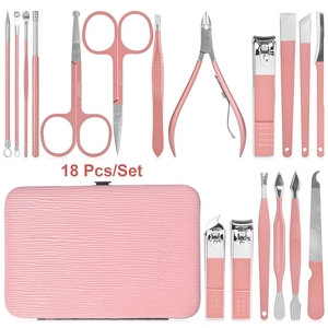 Kit de manucure et pédicure de luxe en acier inoxydable 18 pièces avec coupe-ongles, lime à ongles, ensemble d'outils de toilettage, prêt à offrir en cadeau pour les soins à domicile ou en salon - Product Image 3