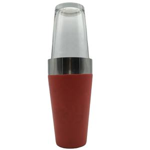 Coctelera de acero inoxidable de 800ml/28oz, coctelera de vinilo rojo con revestimiento de PVC suave, coctelera de vidrio Boston con Color y logotipo personalizado <span class=keywords><strong>OEM</strong></span> - Product Image 1