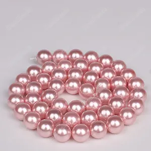 Factory Price Round Polished Plated Deep Pink South Sea Pearl Shell Beads for Jewelry Making 4mm 6mm 8mm 10mm 12mm