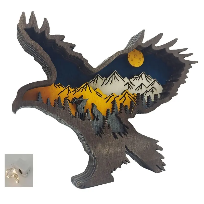 2022 neue Weihnachts holz Handwerk kreative nordamerika nische Wald Tierheim Light Eagle Dekoration Ornamente