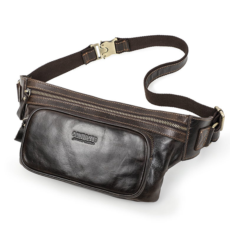 CONTACT'S Повседневная нагрудная сумка из коровьей кожи, маленькая сумка для телефона, забавная дорожная сумка, роскошная брендовая мужская сумка через плечо, винтажная Мужская поясная сумка