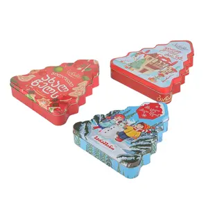 Suppliers Candy Storage Boxes Gift Tin Decorative Tree Shaped Tin Christmas Tree Shaped Tin Containers
