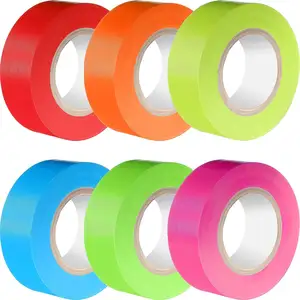 MANCAI Fluorescent Flagging Tape Non-Adhesive Plastic Ribbon Neon Marking Roll Flagging Tape