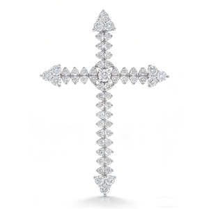 CUSTOM SILVER 10K/14K/18K GOLD PLATED LAB GROWN CVD DIAMOND CLASSIC ENGAGEMENT <b>GIFT</b> SWEATER CHAIN NECKLACE CROSS PENDANT VS - Product Image 1