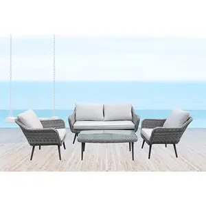 Ngoài trời mây sofa Set nhựa đồ nội thất sân vườn cho công viên COURTYARD Hall Patio đồ nội thất Set