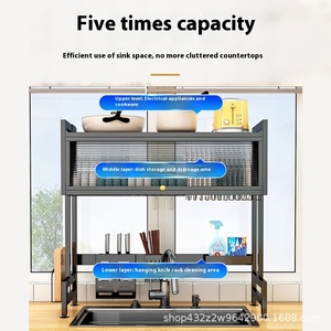 Multi-Functional Double Modern <strong>Steel</strong> Dish Drying Storage Organizer Rack Kitchen Sink Cabinet Drain Shelf Stand Cleaning Tools - Product Image 2