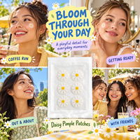 Plester Jerawat Hidrokoloid Bunga Daisy Tahan Air, Plester Jerawat Cantik Bermotif Bunga, Penutup Jerawat, Penyembuh Noda