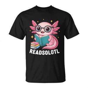 Readsolotl T-shirt Kawaii Axolotl Reading unisex per adulti, girocollo, manica corta, stampa digitale, ritorno a scuola, laurea - Product Image 2