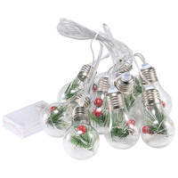 Nieuwe Kerstverlichting LED Koperdraad Kerstlampjes Lichtketting Kamer Dennennaald Rode Fruit Koperdraad Kerstverlichting