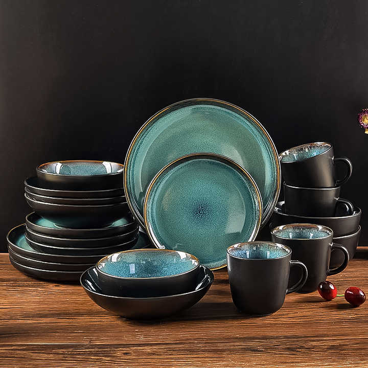 16 Piece Stackable Ceramic Dinnerware Set for Small Kitchens