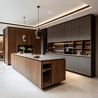 Meubles de cuisine modulaires contemporains en panneaux de particules/PVC/lacquer/contreplaqué/MDF, écologiques et ignifuges, pour centres commerciaux, restaurants et maisons