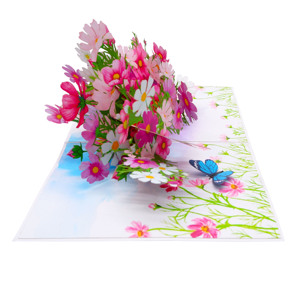 Cadeaux de mariage My Love, fleurs de cosmos faites à la main, carte pop-up 3D, design personnalisé, artisanat en papier, Vietnam Hanoi, couleur personnalisée, best-seller - Product Image 2