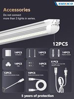 Lot de 12 lampes d'atelier LED super lumineuses 100W 8 pieds, 15000lm 5000K en forme de V, lampes d'atelier LED 8 pieds, connectables 96 pouces (8 pieds)