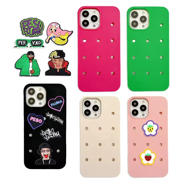 AilesTecca Soft 3D Cute Silicone Mobile Phone Cases Diy Charms Back Cover Charms Cases for I Phone 16 15 14 13 12 Pro Max Lady