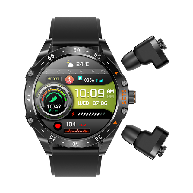 TKYUAN Smartwatch with Tws Earbuds BT Call Phone Music Player Sleep Monitor Heart Rate Spo2 2 in 1 TWS Earbuds Smart Watch
