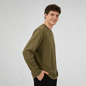 <span class=keywords><strong>T</strong></span>-<span class=keywords><strong>shirt</strong></span> a Maniche Lunghe di Alta Qualità all'Ingrosso, 100% Cotone, Logo Personalizzato, Maglietta Stampata per <span class=keywords><strong>Uomo</strong></span>, Vestibilità Regolare - Product Image 5